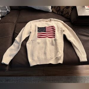 John Galt / Brandy Melville Cream American Flag Crew Neck Sweater
